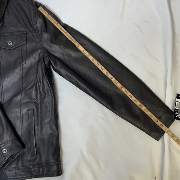 Men’s Leather coat/jacket XRAY JEANS brand TRUCKER JACKET WITH FAUX FUR collar - Picture 12 of 14